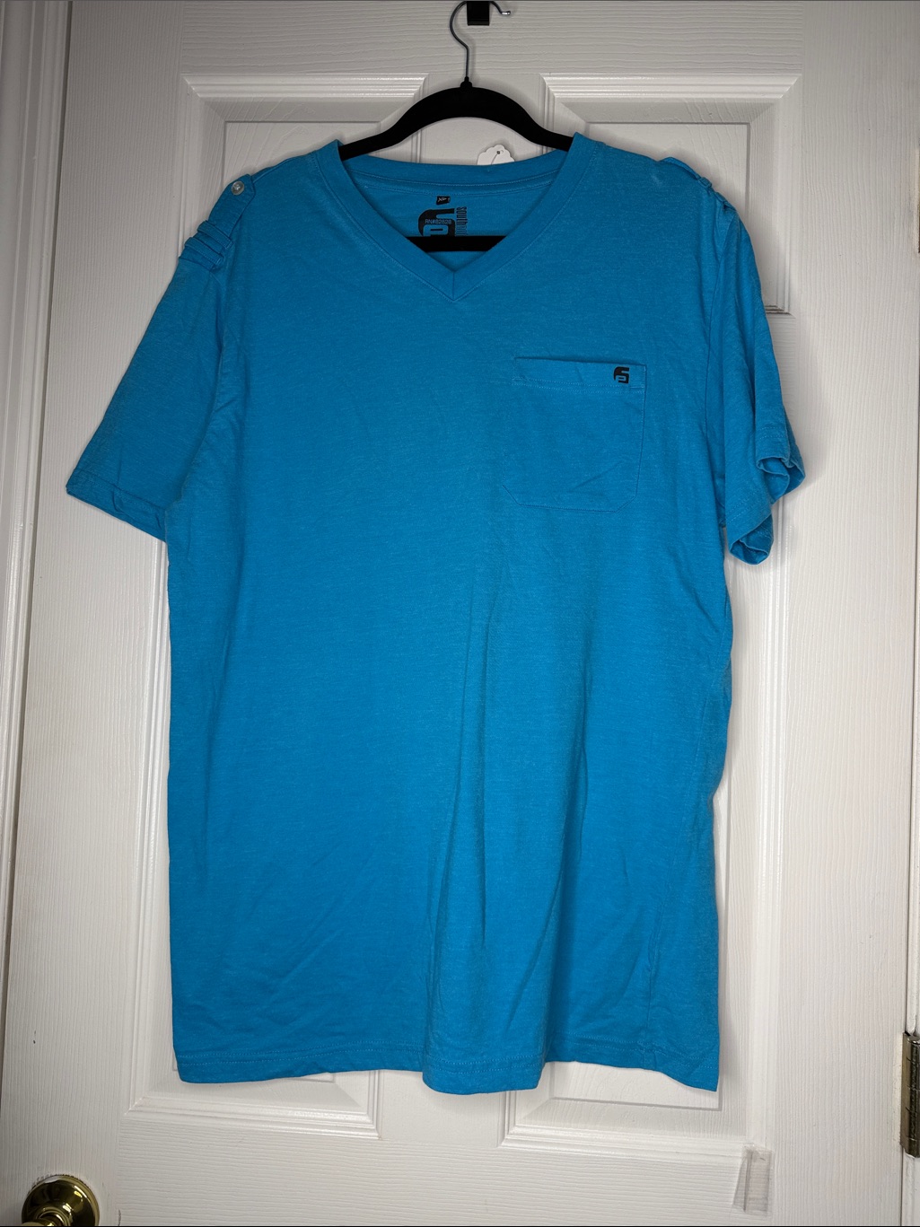 South Pole Short Sleeve V-Neck Pocket Tee In Bright Blue Xl